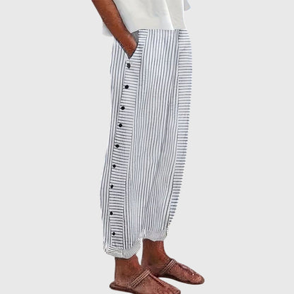 Divina | Striped Button Pants