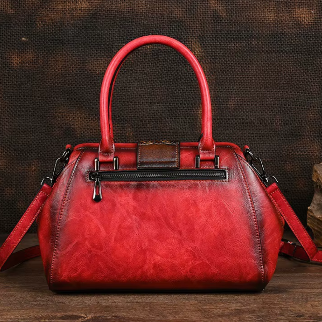 Florina - Bolsa de mano de piel con grabado y motivo floral