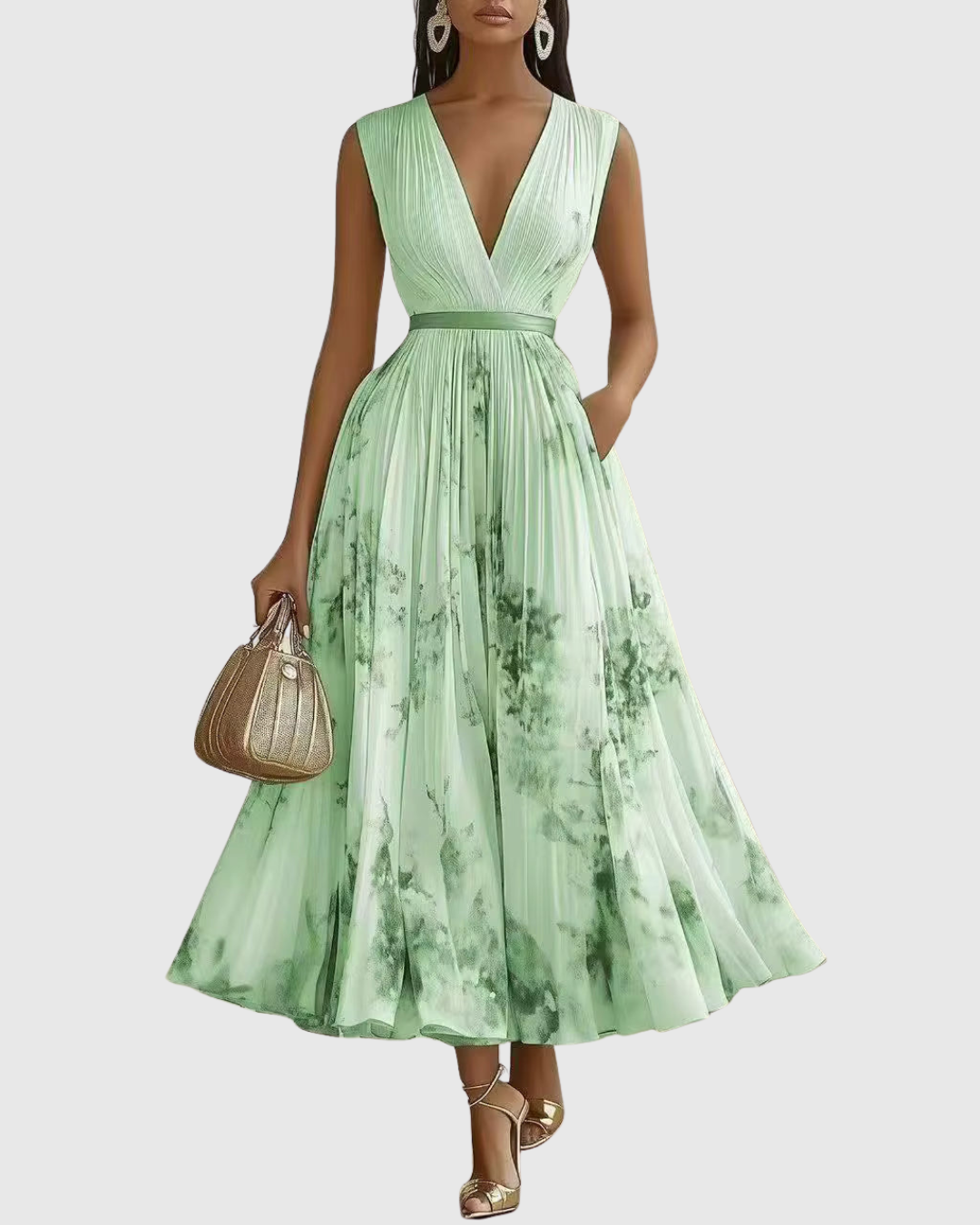 Faith | Womens Sleeveless Pleated Floral Midi Dress