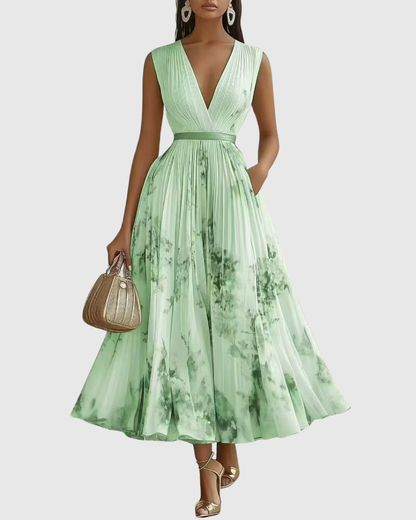 Faith | Womens Sleeveless Pleated Floral Midi Dress