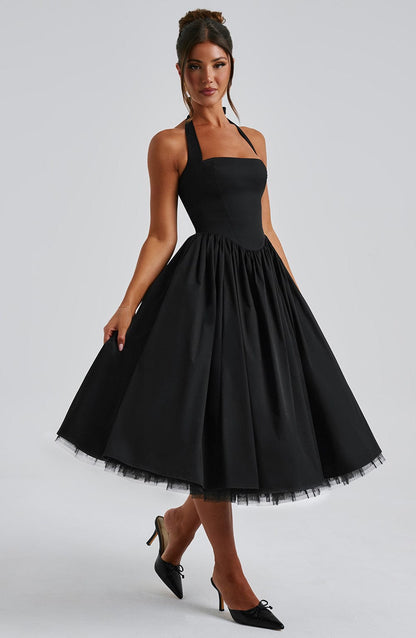Hannah | Women Wedding Guest Halter Midi Dress