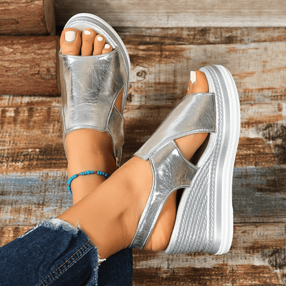 Beatrice | Womens Metallic Platform Comfort Sandals