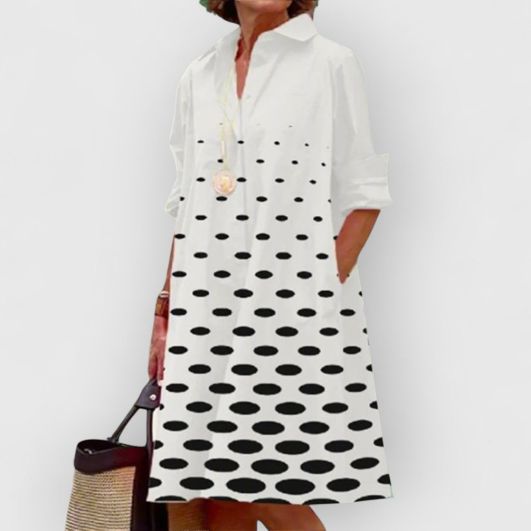 Lorenza® | Vestido Elegante Blanco Impreso