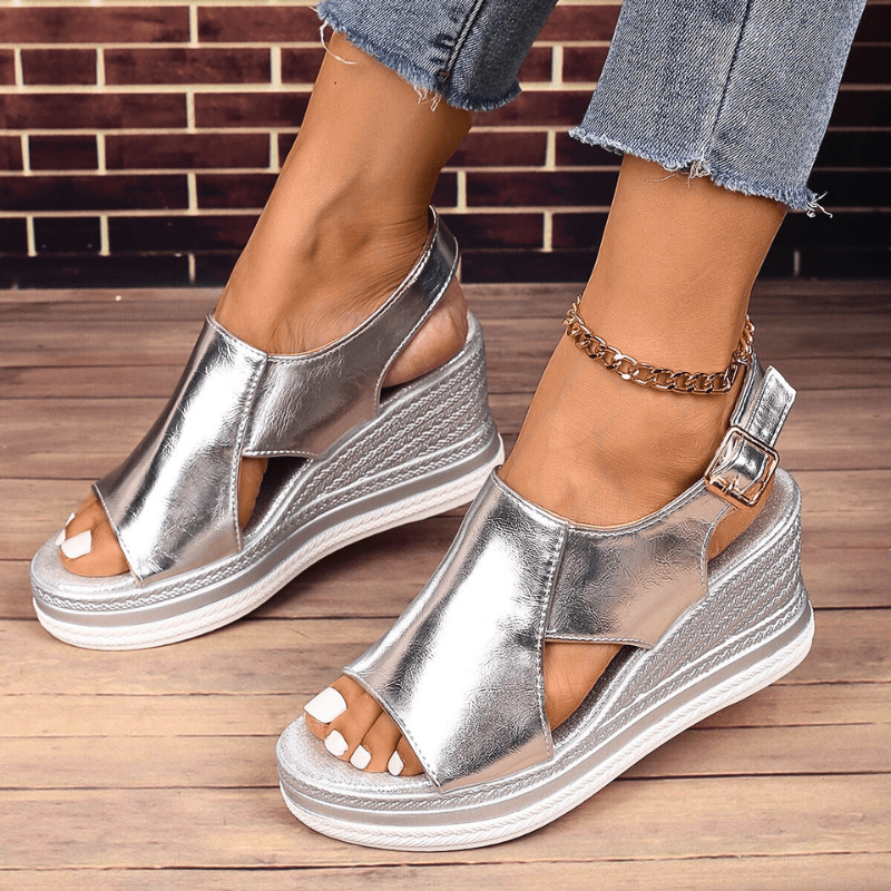 Beatrice | Womens Metallic Platform Comfort Sandals