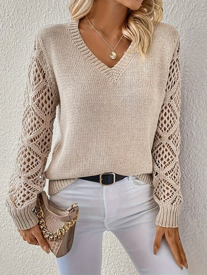 Amanda | Knit Lace Sleeve Top