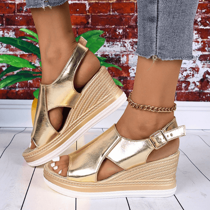 Beatrice | Womens Metallic Platform Comfort Sandals