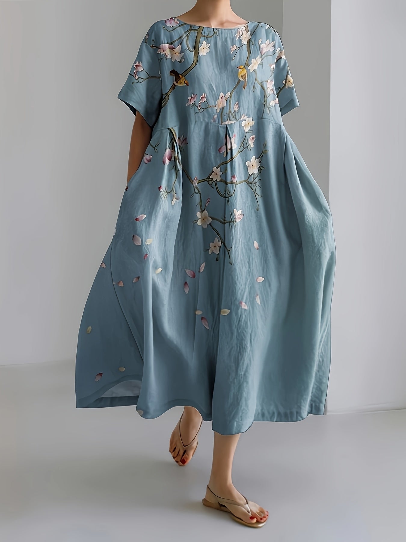Irene® | Vestido de lino Armonía de Flor Azul