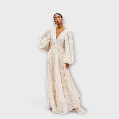 Elsa Cream Maxi Dress – Ideal for Summer Events