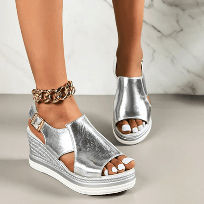 Beatrice | Womens Metallic Platform Comfort Sandals