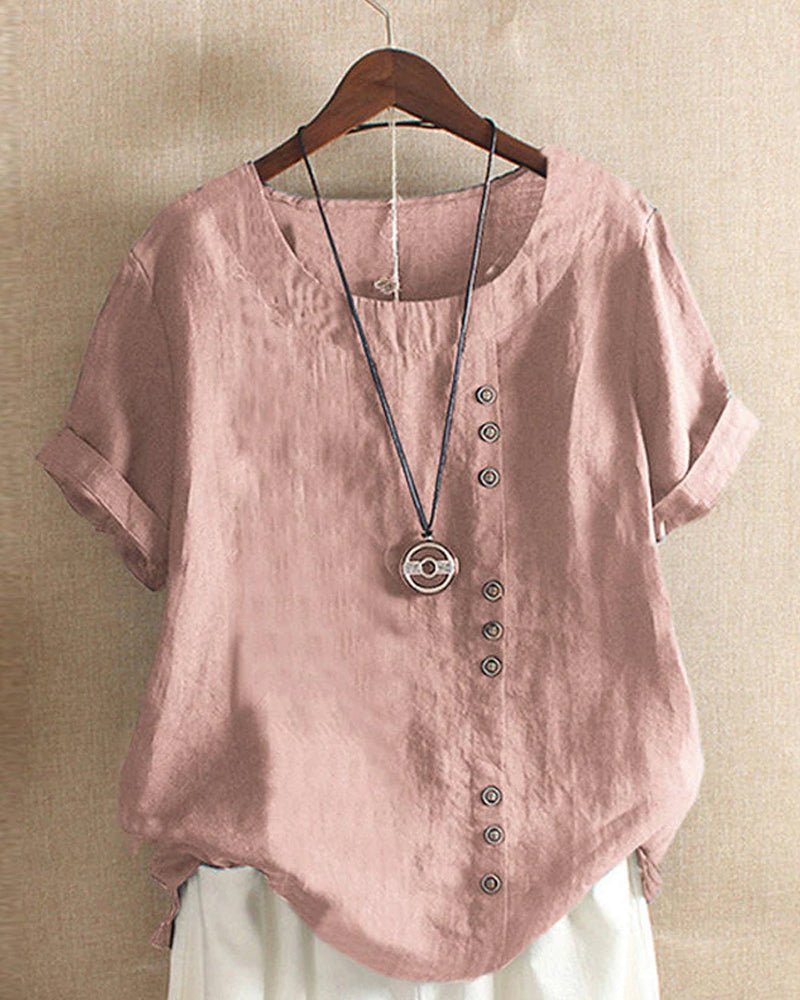 Talia | Button Accent Top
