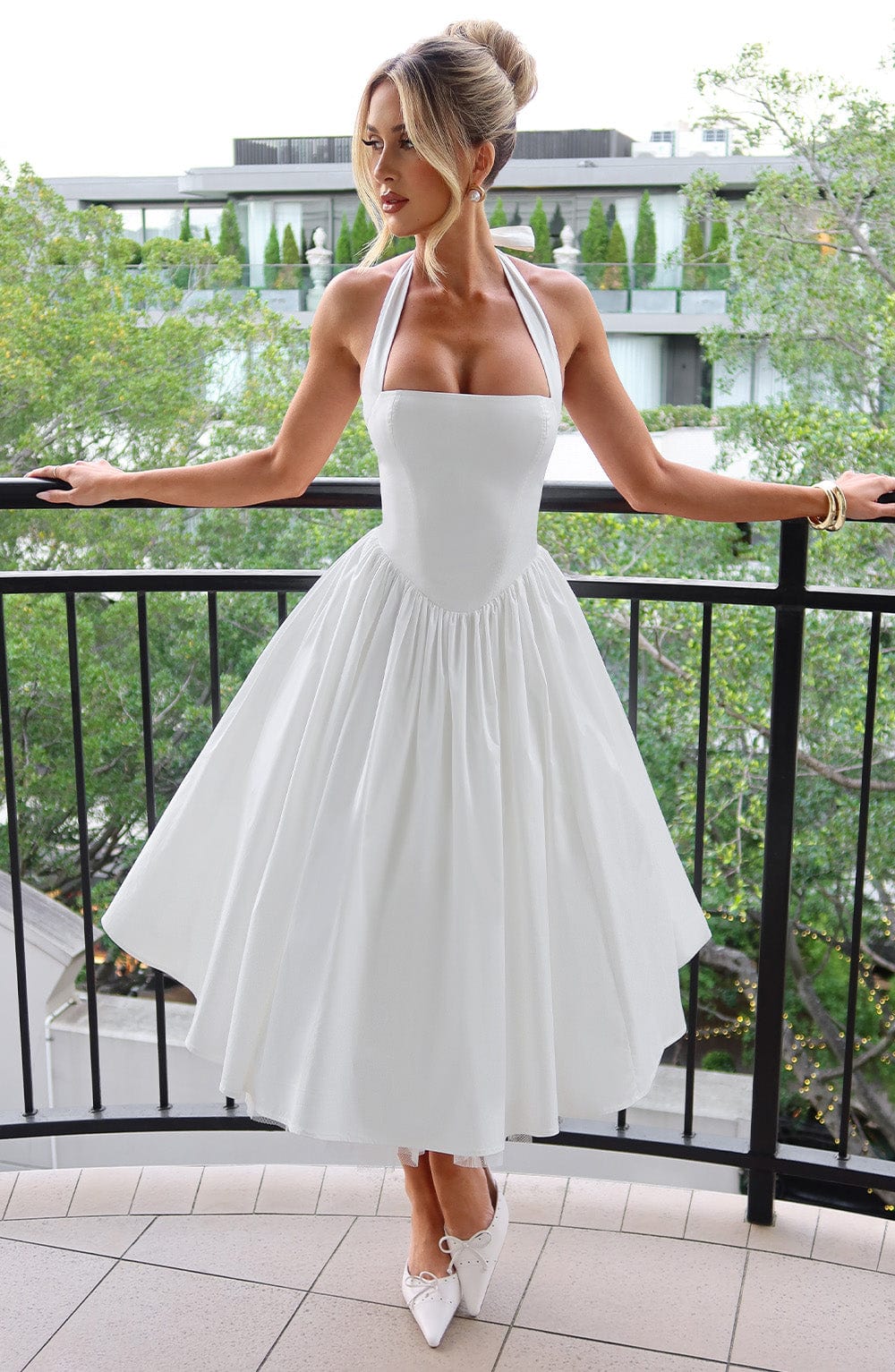 Hannah | Women Wedding Guest Halter Midi Dress