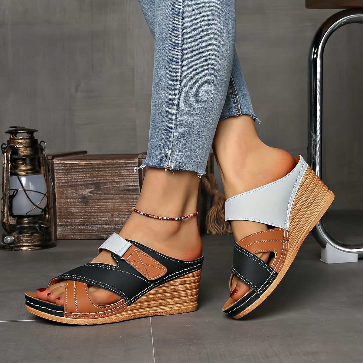 Deslizadores de cuña Marina Colorblock - Sandalias Cómodas