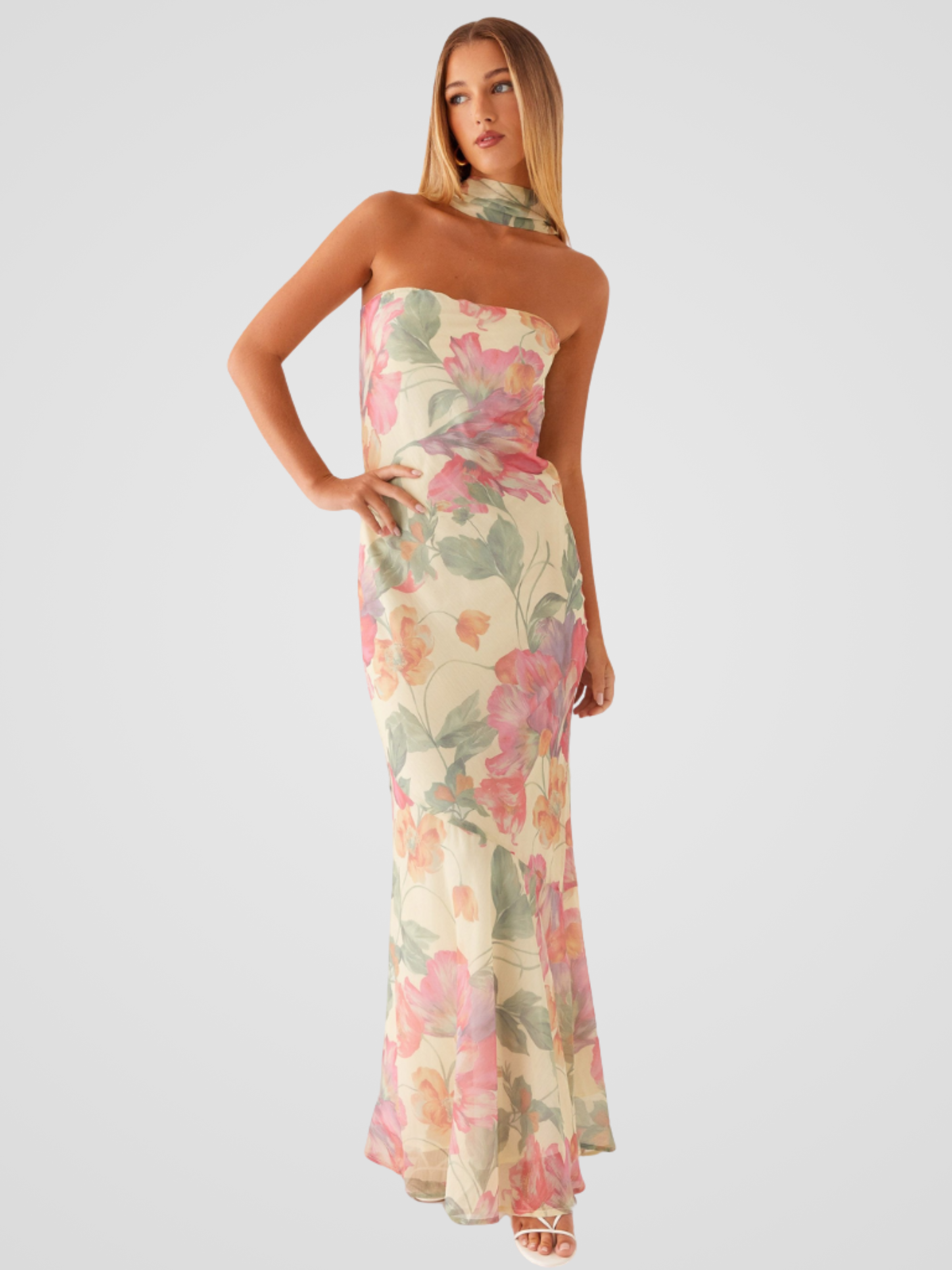 Aperti™ | Vestido Bandeau en Chiffon Floral