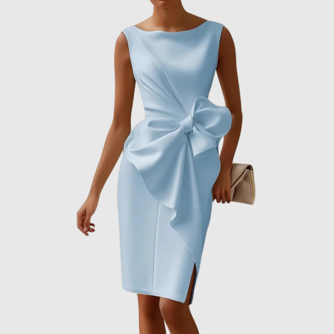 Kaitlyn | Womens Elegant Bow Detail Midi Dress