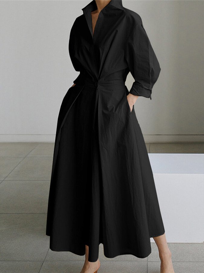 Audrey | Women Summer Button Shirt Midi Dress with Buttons