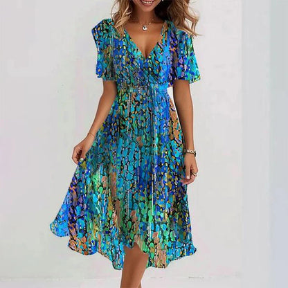 Brooklyn | Women’s Printed V-Neck Midi Dress
