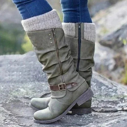 Teresa - Stylish Buckle Knee-High Boots for Every Occasion