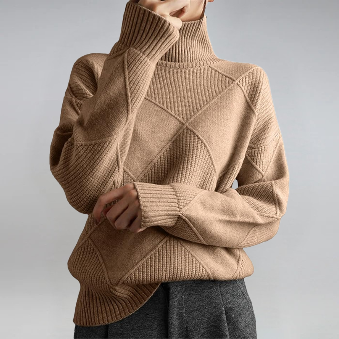 Talya | Textured Knit Turtleneck Sweater