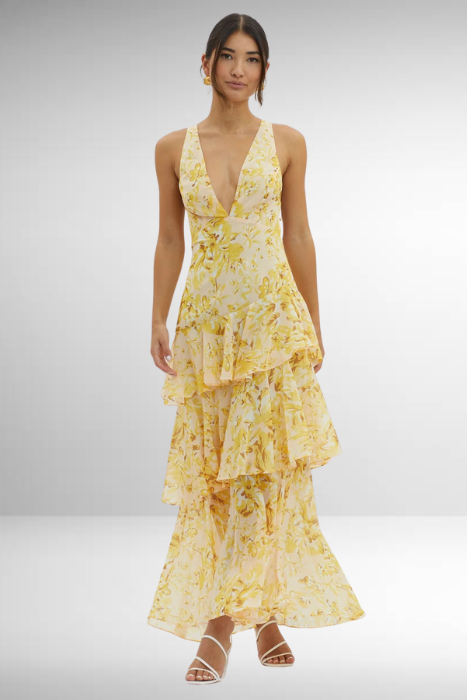 Hannah | Women’s Summer V Neck Tiered Maxi Dress