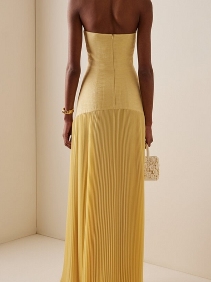 Abigail | Women's Strapless Pleated Maxi Wedding Guest Dress