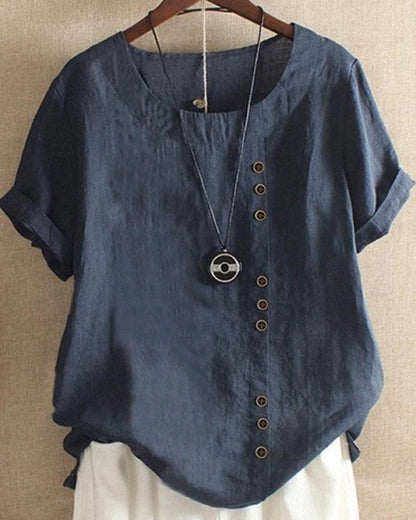 Talia | Button Accent Top