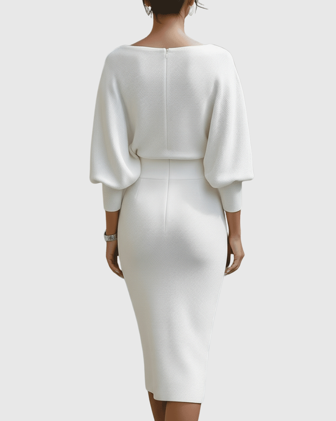 Audrey | Womens Elegant Draped Knit Midi Dress