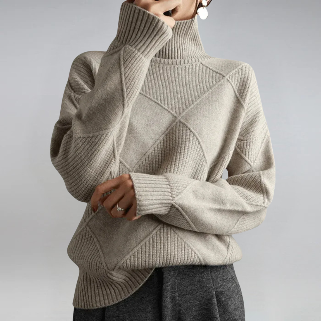 Talya | Textured Knit Turtleneck Sweater
