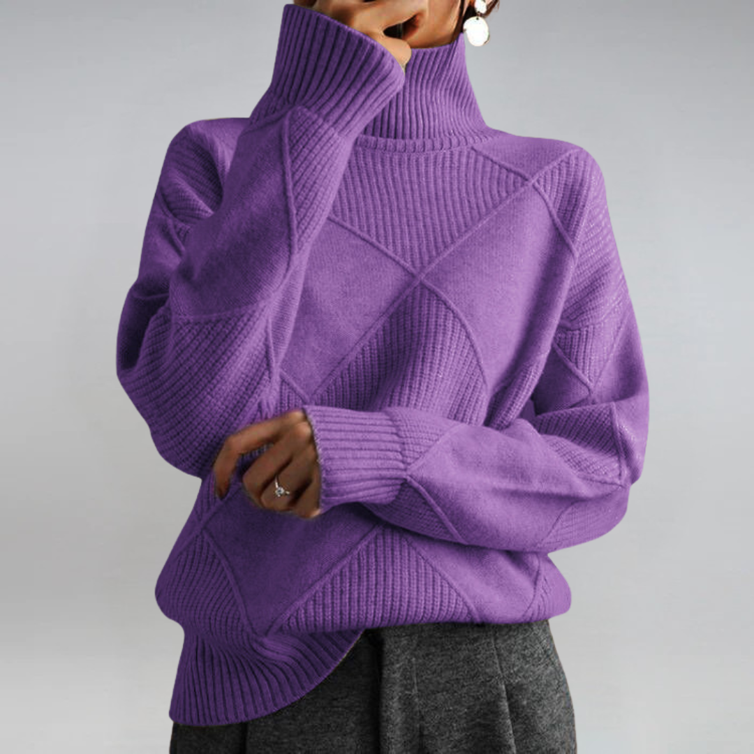 Talya | Textured Knit Turtleneck Sweater