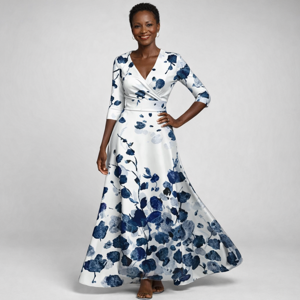 Maxine | Floral Wrap V-Neck Maxi Dress