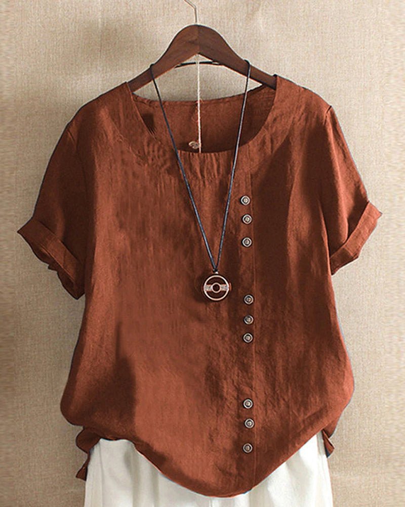 Talia | Button Accent Top