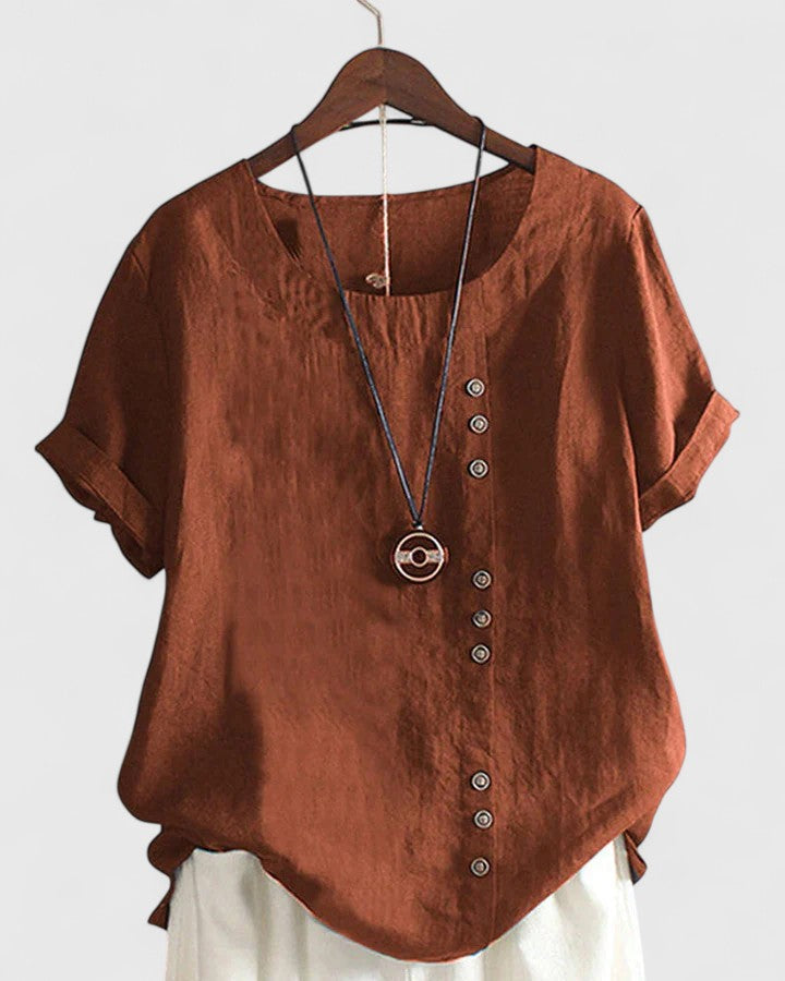 Elisavie | Chic Short Sleeve Blouse for Everyday Wear