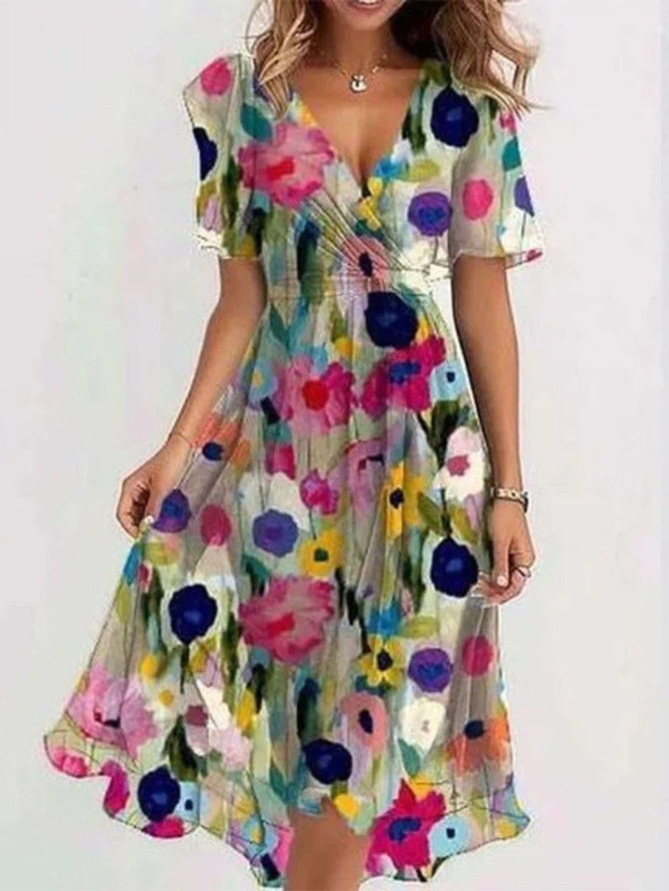 Jamie | Womens Floral Wrap Midi Dress Shorts
