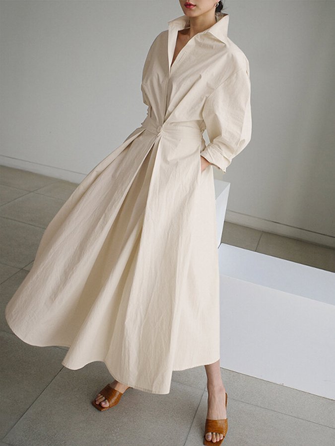 Audrey | Women Summer Button Shirt Midi Dress with Buttons