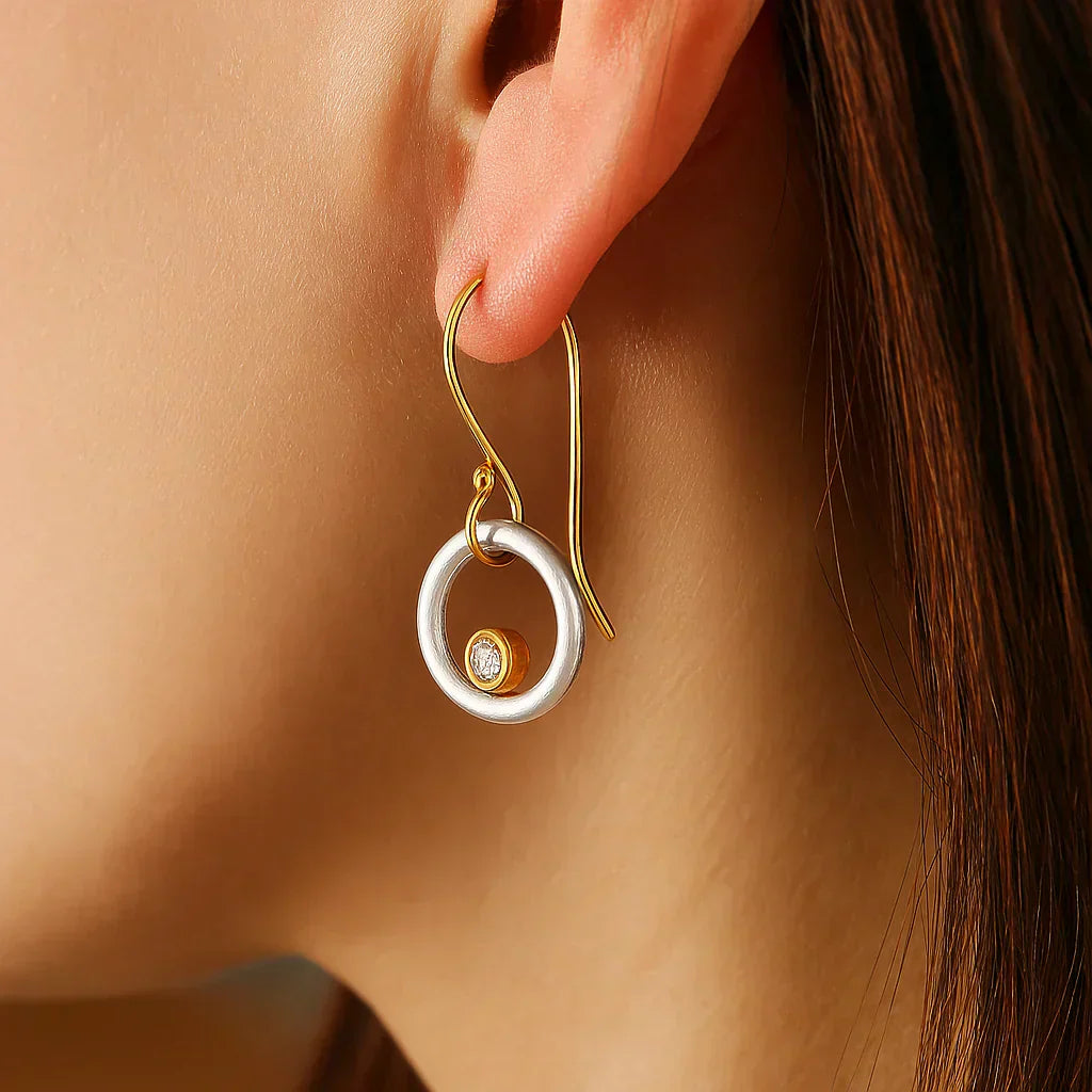Vintage Gold and Silver Zirconia Earrings