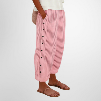 Divina | Striped Button Pants