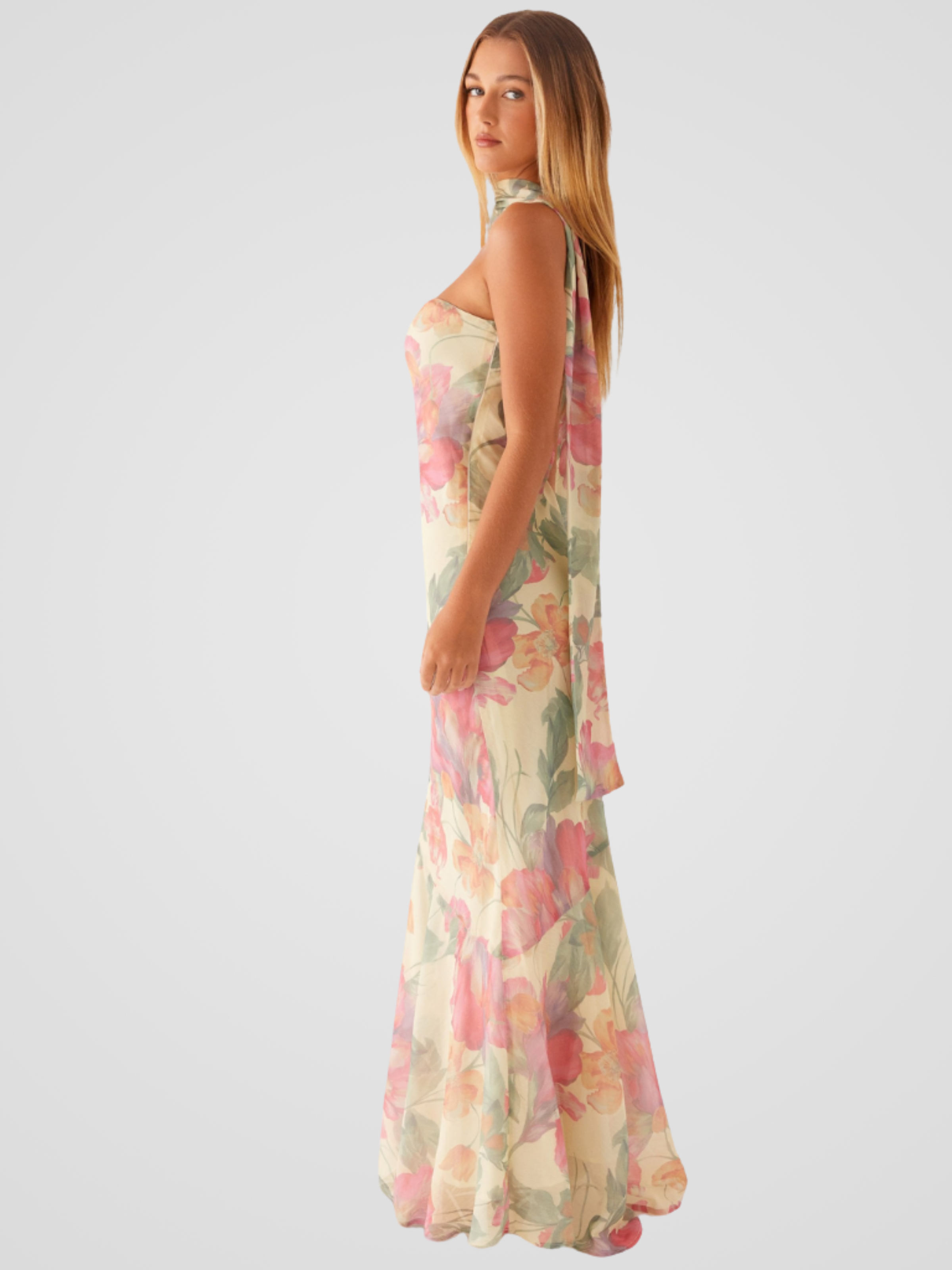 Aperti™ | Vestido Bandeau en Chiffon Floral