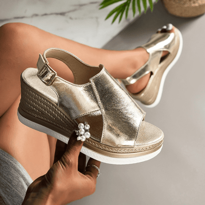 Beatrice | Womens Metallic Platform Comfort Sandals
