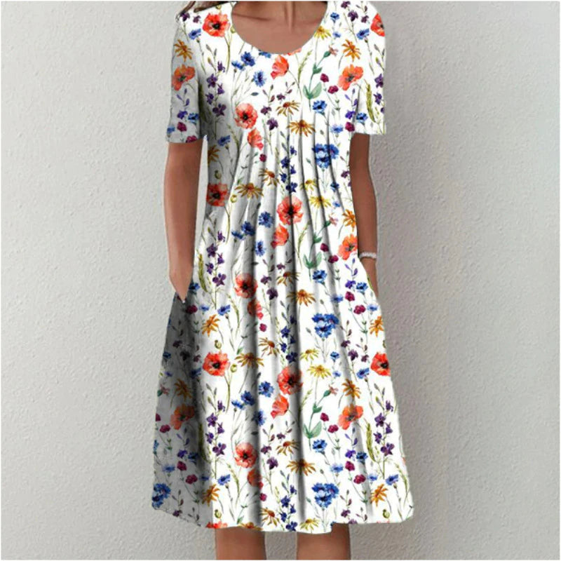 Amelia | Women’s Floral Short Sleeve Midi Dress