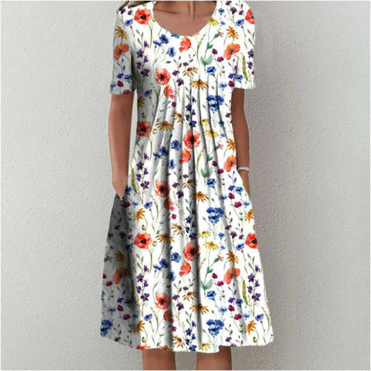 Amelia | Women’s Floral Short Sleeve Midi Dress