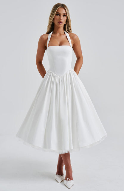 Hannah | Women Wedding Guest Halter Midi Dress