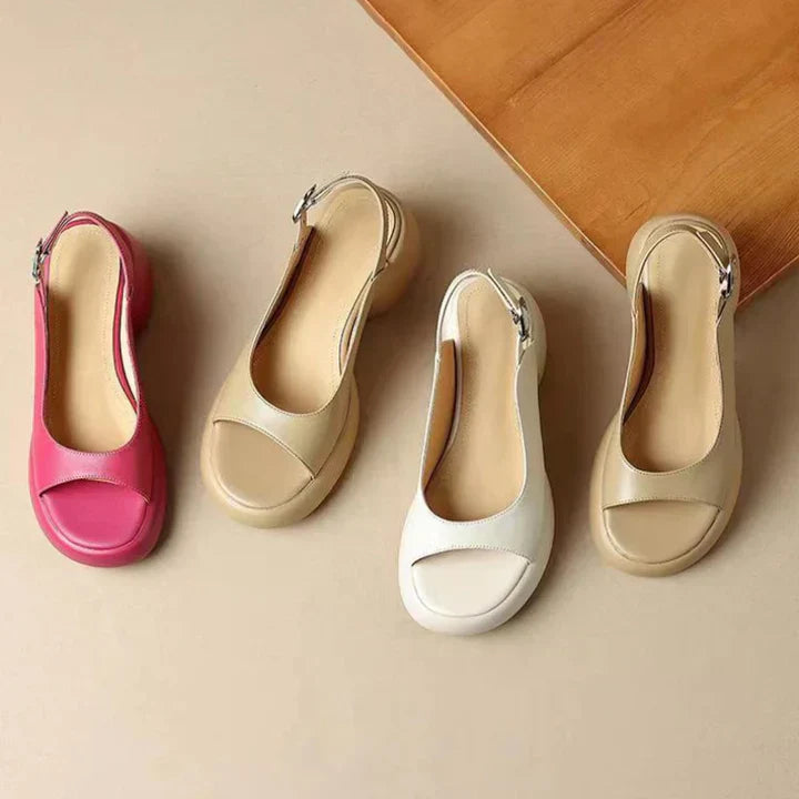 Sandalias Ava Plataforma – Dama Tacón Bajo Punta Abierta Slip-Ons