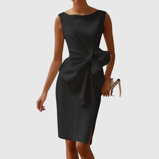 Kaitlyn | Womens Elegant Bow Detail Midi Dress