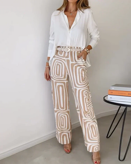 Lydia | Printed Pants Set (FREE Belt)