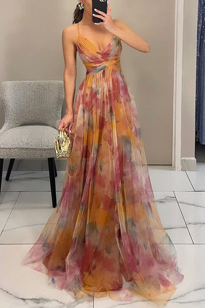 Lily | Women’s Printed Spaghetti Strap Maxi Dress