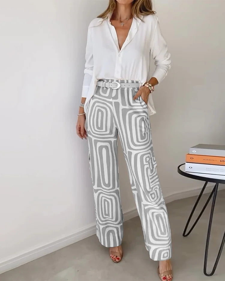 Lydia | Printed Pants Set (FREE Belt)