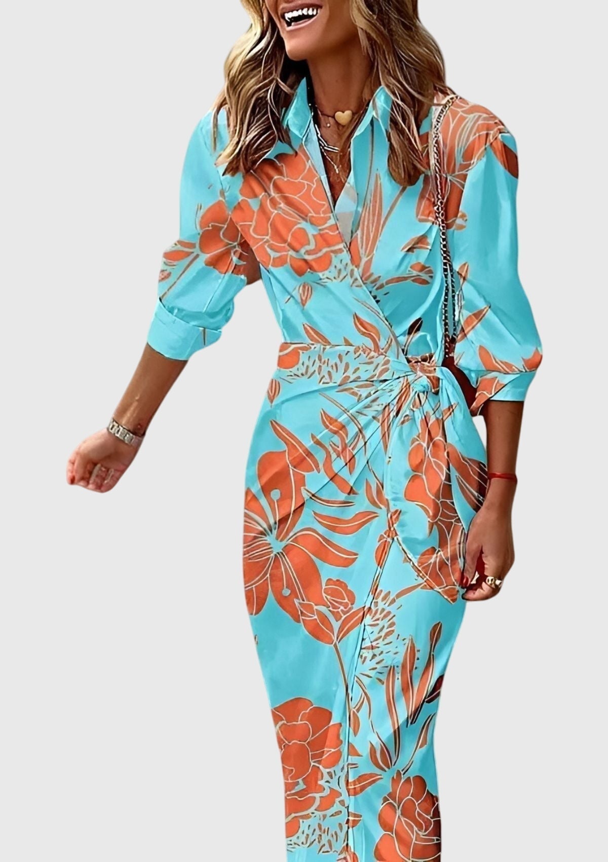 Abigail | Womens Striped Wrap Midi Dress