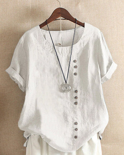 Talia | Button Accent Top