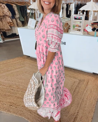 Mana | Floral V-Neck Dress for Stylish Occasions