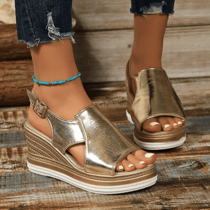 Beatrice | Womens Metallic Platform Comfort Sandals