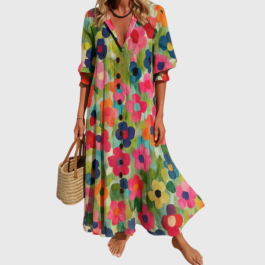 Camila | Elegant Button Maxi Dress